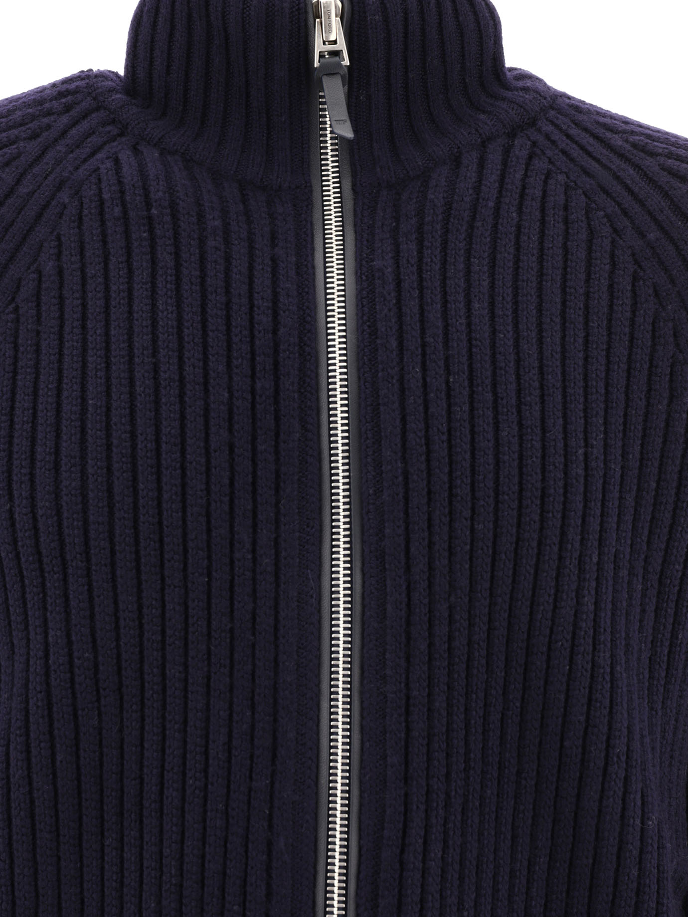 TOM FORD Blue Ribbed zippered sweater